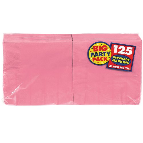 0885940714138 - AMSCAN BIG PARTY PACK 125 COUNT BEVERAGE NAPKINS, NEW PINK