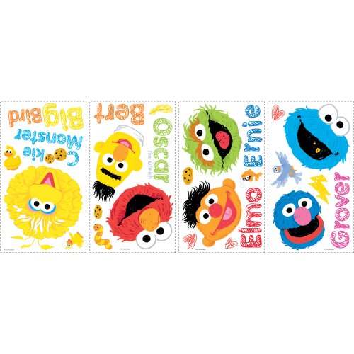 0885945045237 - ROOMMATES RMK1866SCS SESAME STREET SCRIBBLE PEEL AND STICK WALL DECALS