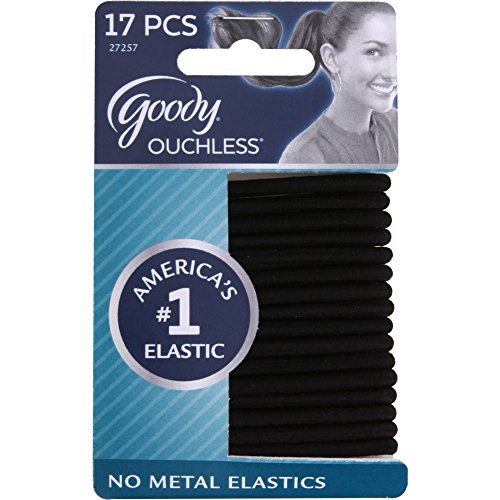 0885976570906 - GOODY OUCHLESS HAIR ELASTICS 17 PC - BLACK - 2 PACKS