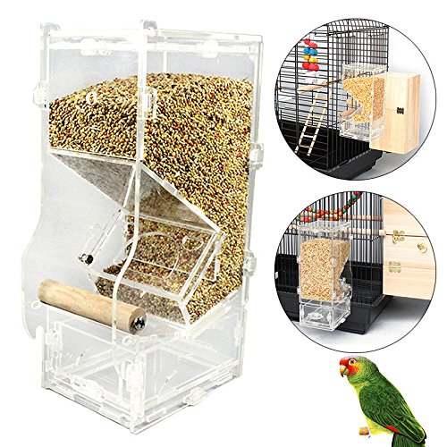 8859996380427 - ACRYLIC SEED NO MESS PET BIRD FEEDER PARROT CANARY COCKATIEL FINCH TIDY TOYS