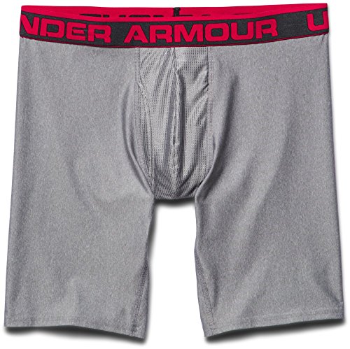 0886091661623 - UNDER ARMOUR MENS THE ORIGINAL BOXERJOCK® 9 EXTENDED BRIEF TRUE GRAY HEATHER/RED MD