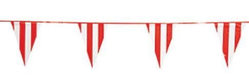 0886102286852 - FUN EXPRESS RED AND WHITE STRIPED CARNIVAL CIRCUS PENNENT BANNER - 100 FEET
