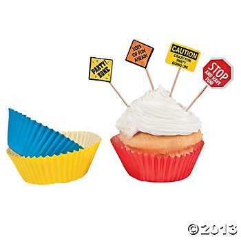 0886102534687 - 1 X CONSTRUCTION ZONE BIRTHDAY PARTY BAKING CUPS AND PICKS - 50 OF EACH
