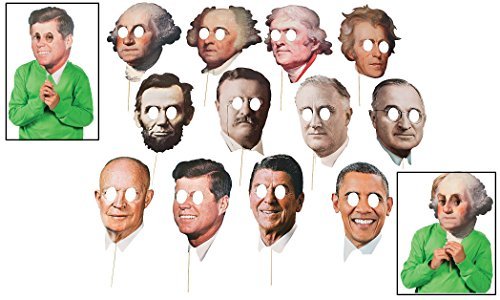 0886102706008 - PRESIDENTS’ DAY STICK PROPS (12 PACK) 6 1/2 - 10 X 10 1/2 - 12 1/4, 12 WOODEN STICK. PAPER.
