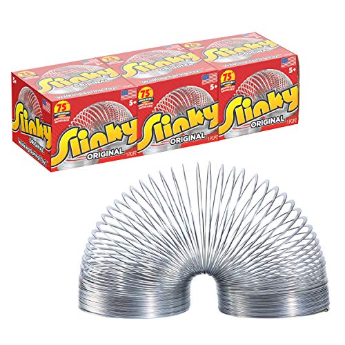 0886144031311 - JUST PLAY THE ORIGINAL SLINKY WALKING SPRING TOY, 3-PACK METAL SLINKY, FIDGET TOYS, PARTY FAVORS AND GIFTS, KIDS TOYS FOR AGES 5 UP, AMAZON EXCLUSIVE