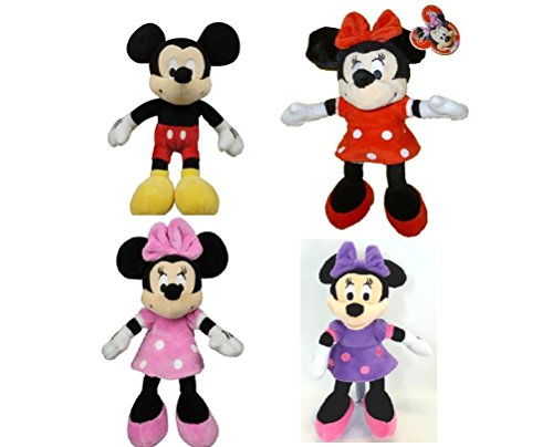0886144100420 - DISNEY COLLECTION MICKEY MINNIE MOUSE PLUSH BEANNIE 10 INCHES (RED, PINK OR PURPLE DRESS)