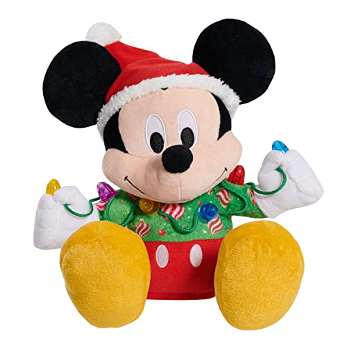0886144590818 - JUST PLAY DISNEY HOLIDAY MICKEY MOUSE 9-INCH FEATURE PLUSH STUFFED ANIMAL WITH LIGHTS AND SOUNDS, KIDS TOYS FOR AGES 3 UP