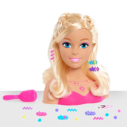 0886144625381 - BARBIE FASHIONISTAS 8-INCH STYLING HEAD, BLONDE, 20 PIECES INCLUDE STYLING ACCESSORIES, HAIR STYLING FOR KIDS, KIDS TOYS FOR AGES 3 UP BY JUST PLAY
