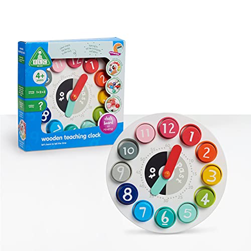 0886144829345 - EARLY LEARNING CENTRE WOODEN TEACHING CLOCK, PRE-SCHOOL EDUCATIONAL TOYS LEARNING TO COUNT AND PROBLEM-SOLVING, REVERSE SIDE BLACKBOARD AND CHALK INCLUDED, AMAZON EXCLUSIVE, BY JUST PLAY