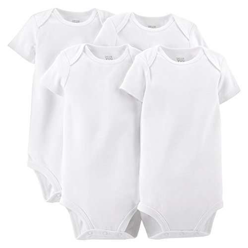 0886149869582 - JUST ONE YOU BY CARTER'S UNISEX BABY 4 PACK SHORT-SLEEVE BODYSUIT - WHITE (12 MO