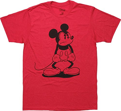 0886349338567 - DISNEY MICKEY MOUSE STANDING MAD T-SHIRT - HEATHERED RED (LARGE)