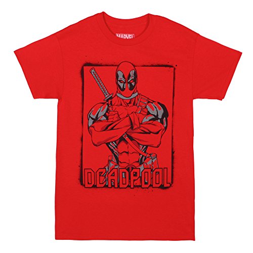 0886349847373 - DEADPOOL SKETCH BOX ADULT T-SHIRT - RED (LARGE)