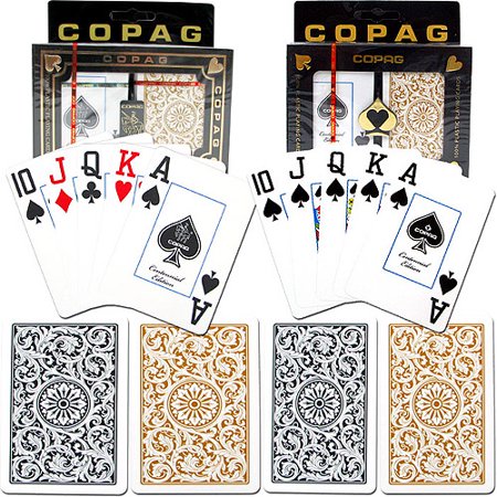 0886511012622 - COPAG POKER AND BRIDGE JUMBO INDEX - 1546 BLACK/GOLD SET OF 2 CARDS
