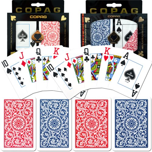 0886511012639 - COPAG POKER AND BRIDGE JUMBO INDEX SET OF 2 CARDS (BLUE/RED)