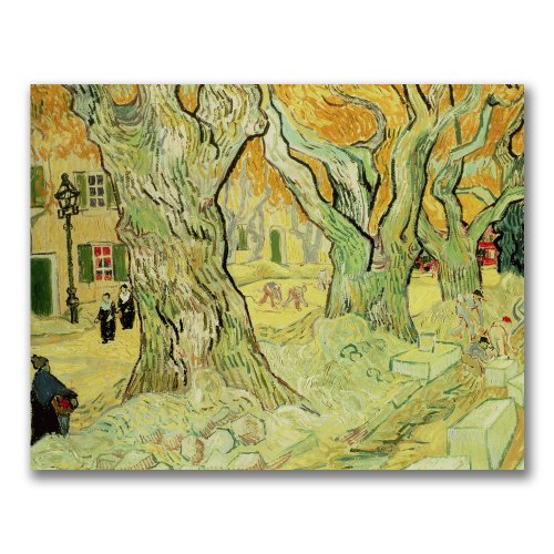 0886511092600 - TRADEMARK FINE ART THE ROAD MENDERS, 1889 BY VINCENT VAN GOGH CANVAS WALL ART, 35X47-INCH