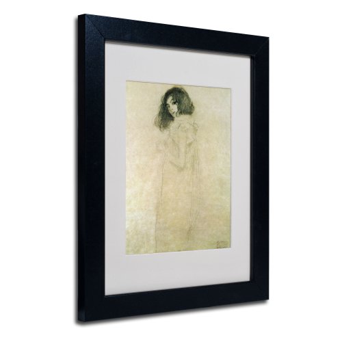 0886511195516 - TRADEMARK FINE ART PORTRAIT OF A YOUNG WOMAN 1896-97 ARTWORK BY GUSTAV KLIMT IN BLACK FRAME, 11 BY 14-INCH
