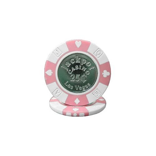 0886511346574 - TRADEMARK POKER JACKPOT COIN-INLAID 25-CENT POKER CHIPS (SET OF 50), 12.2GM