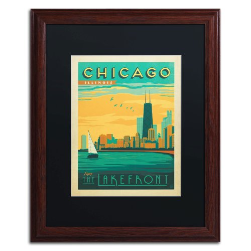 0886511482692 - TRADEMARK FINE ART CHICAGO II CANVAS ARTWORK BY ANDERSON DESIGN GROUP, 16 BY 20-INCH, BLACK MATTE WITH WOOD FRAME