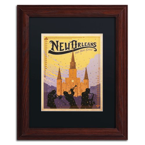0886511483224 - TRADEMARK FINE ART NEW ORLEANS CANVAS ARTWORK BY ANDERSON DESIGN GROUP, 11 BY 14-INCH, BLACK MATTE WITH WOOD FRAME