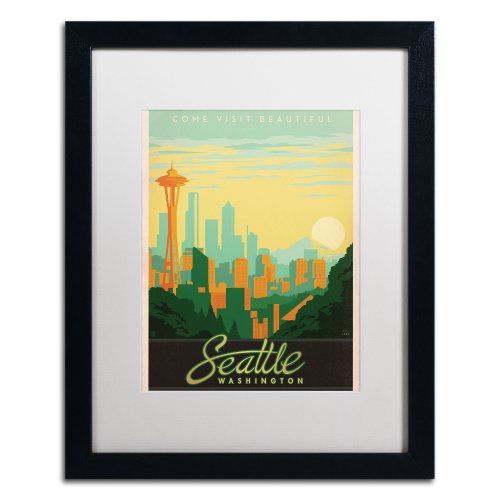 0886511484023 - TRADEMARK FINE ART SEATTLE CANVAS ARTWORK BY ANDERSON DESIGN GROUP, 16 BY 20-INCH, WHITE MATTE WITH BLACK FRAME