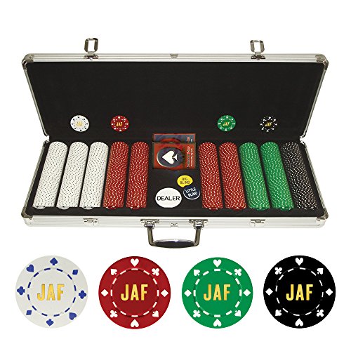 0886511980051 - CUSTOMIZED (3 LETTERS) 500 11.5 GRAM SUITED CHIPS IN ALUMINUM CASE - CUSTOMIZED PERSONALIZED MONOGRAMMED POKER CHIPS ON BOTH SIDES