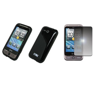0886571042027 - EMPIRE BLACK POLY SKIN CASE COVER + MIRROR SCREEN PROTECTOR FOR AT&T HTC FREESTYLE