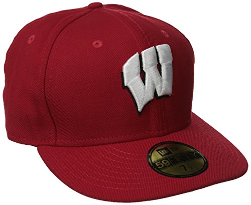 0886612992595 - NCAA WISCONSIN BADGERS COLLEGE 59FIFTY, SCARLET RED, 7 3/8