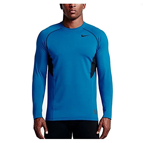 0886668785127 - NIKE MENS PRO COMBAT HYPERWARM DRI-FIT MAX FITTED CREW 659814 (SMALL, IMPERIAL BLUE/BLACK)