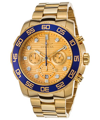 0886678272310 - INVICTA 22227 MEN'S PRO DIVER CHRONOGRAPH GOLD TONE DIAL YELLOW GOLD STEEL BRACELET WATCH