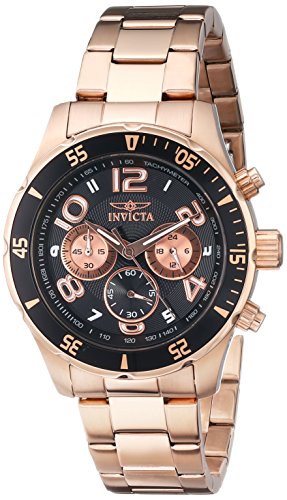 0886678901890 - INVICTA MEN'S 12914 PRO DIVER CHRONOGRAPH BLACK TEXTURED DIAL 18K ROSE GOLD ION-PLATED STAINLESS STEEL WATCH