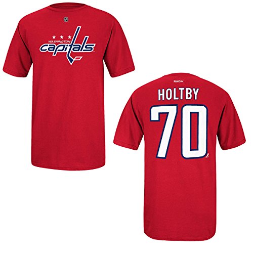 0886838037629 - WASHINGTON CAPITALS REEBOK BRADEN HOLTBY #70 NAME & NUMBER RED T-SHIRT, SIZE: LARGE