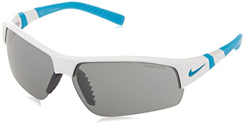 0886915846113 - NIKE SHOW X2 PRO SUNGLASSES, SHINY WHITE/NEO TURQUOISE, GREY WITH BLUE FLASH/CLEAR LENS