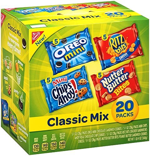 0886926014174 - NABISCO, LUNCH VARIETY PACKS, 20 COUNT, 5 BAGS OF OREO MINI, 5 BAGS OF RITZ BITS, 5 BAGS OF MINI CHIPS AHOY, 5 BAGS OF NUTTER BUTTER BITES (1OZ BAGS). CLASSIC MIX!