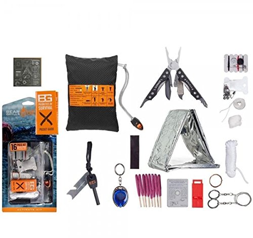 0886961027818 - EMERGENCY SURVIVAL KNIFE KIT WITH USEFUL OUTDOOR CAMPING BEAR GRYLLS GERBER ULTIMATE 16 PIECE COMPLETE