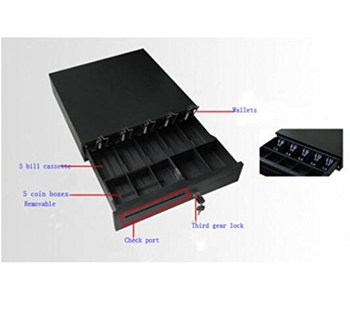 0886961028778 - NEW CASH DRAWER BOX ELECTRONIC ORGANIZERS STORAGE BOX WORKS COMPATIBLE POS PRINTERS W/ 5 COIN TRAY US