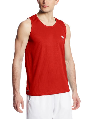 0887260118054 - U.S. POLO ASSN. MEN'S CAGE MESH TANK TOP, ENGINE RED, X-LARGE