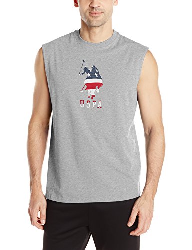 0887260259948 - U.S. POLO ASSN.. MEN'S DH FLAG PRINTED MUSCLE TEE, HEATHER GREY, LARGE