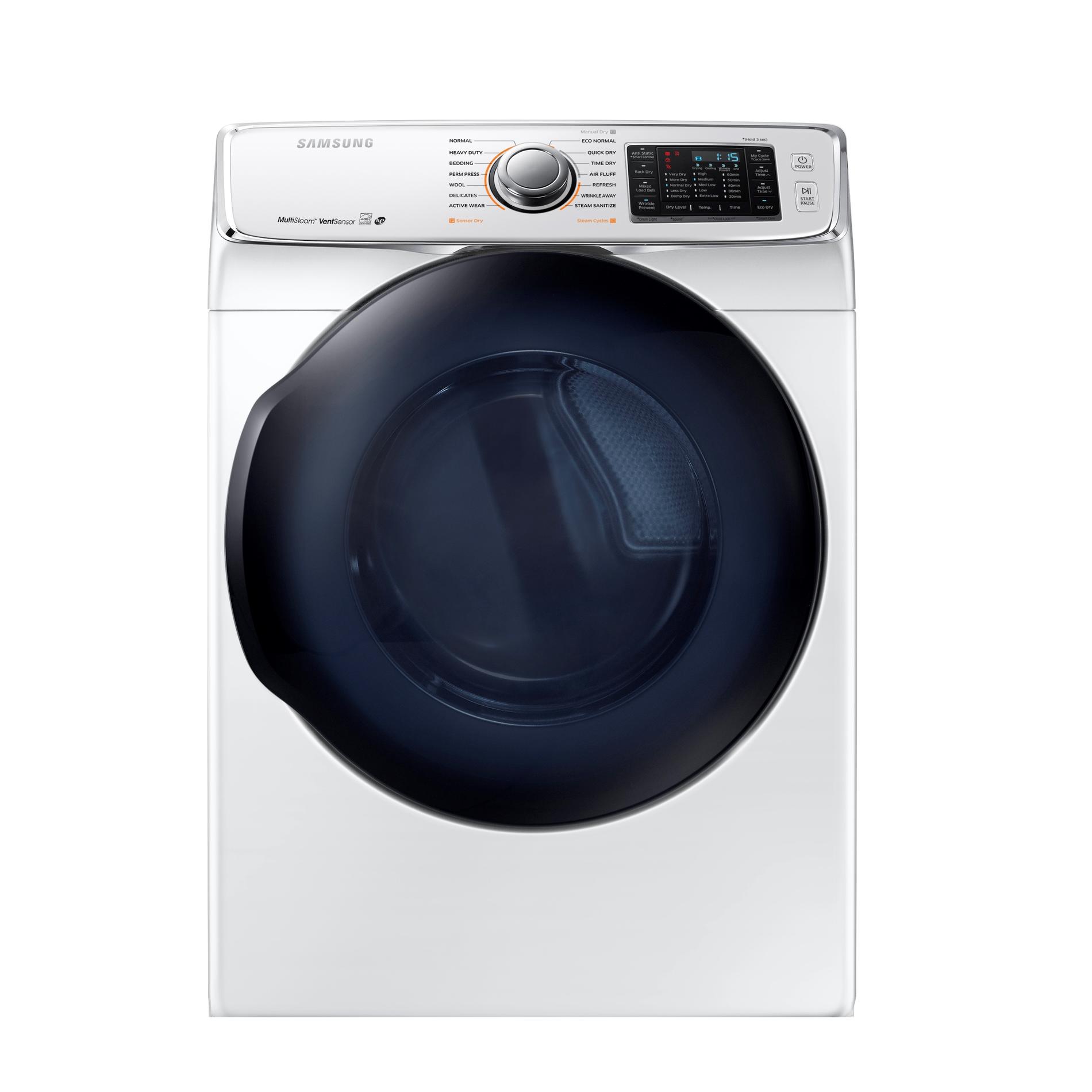 0887276135960 - SAMSUNG - 7.5 CU. FT. 14-CYCLE ELECTRIC DRYER WITH STEAM - WHITE