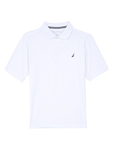 0887346316718 - NAUTICA LITTLE BOYS' SHORT SLEEVE SOLID POLY POLO, CLASSIC WHITE, M(5/6)