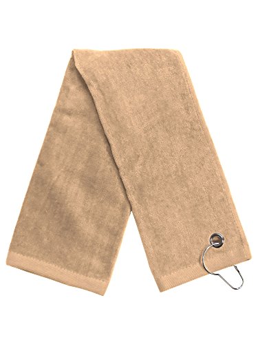 0887415348374 - SIMPLICITY 100% COTTON TERRY SPORTS GOLF TOWEL WITH GROMMET AND HOOK, TAUPE