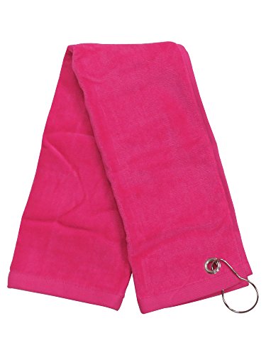 0887415441495 - SIMPLICITY 100% COTTON TERRY SPORTS GOLF TOWEL WITH GROMMET AND HOOK, TRO.PINK