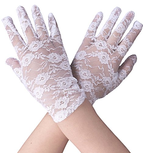 0887415567799 - SIMPLICITY STRETCH BRIDAL GLOVES LACE WRIST LENGTH SPECIAL OCCASION WEAR, WHITE