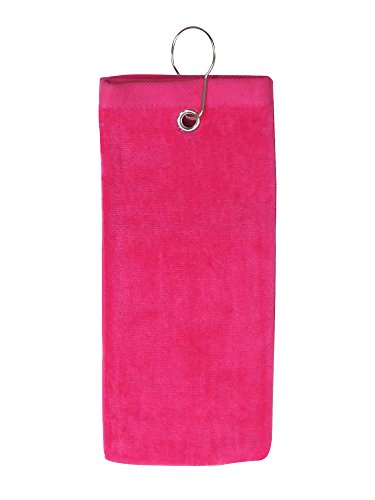 0887415658473 - SIMPLICITY COTTON TERRY SPORTS GOLF TOWEL WITH GROMMET AND HOOK, TRO.PINK2101