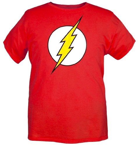 0887439225538 - OFFICIALLY LICENSED DC COMICS FLASH LOGO T-SHIRT, RED, LARGE