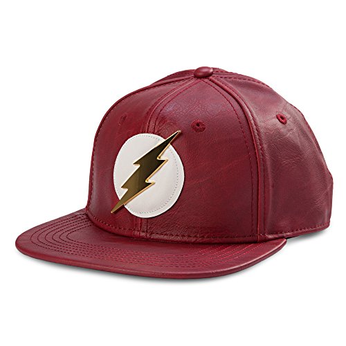 0887439862139 - BIOWORLD OFFICIAL- DC COMICS FLASH- FAUX LEATHER SNAPBACK HAT- ONE SIZE
