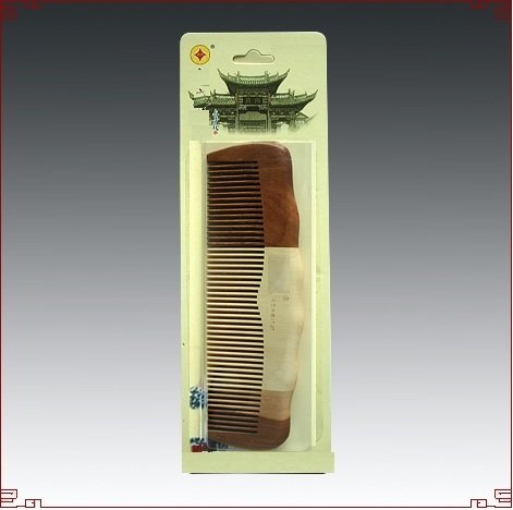 0887455883439 - HM17-27 - HIGH QUALITY ALL NATURAL 100% PEACH WOOD & YELLOW WILLOW WOOD PRINCESS COMB - 6.5 INCHES