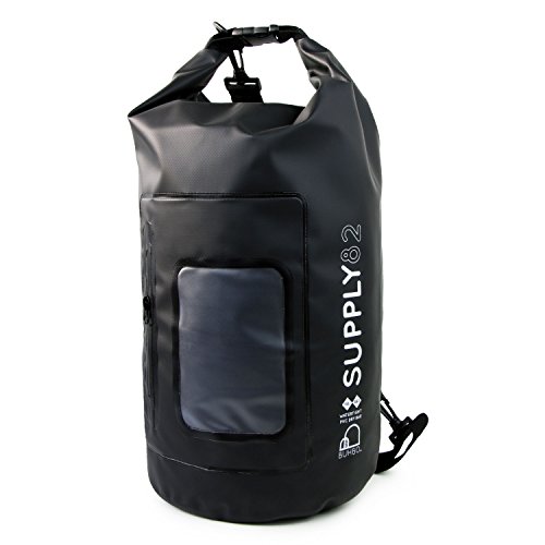 0887503159899 - BUHBO 15 LITER SUPPLY82 WATERPROOF DRY BAG WITH CLEAR WINDOW POCKET (BLACK) BEST STUFF SACK FOR KAYAKING FISHING RAFTING BOATING CAMPING BEACH SWIMMING GYM