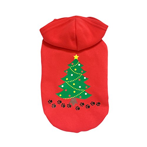 8875145457703 - RED CHRISTMAS TREE PRINTED PET DOG CLOTHES COSTUMES CLOTHING PET APPAREL (L)