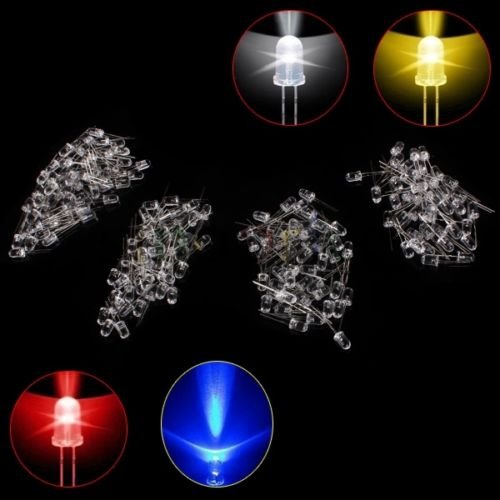 8875454544187 - 400PCS 5MM LED LIGHT EMITTING DIODE RED BLUE YELLOW WHITE LOW POWER CONSUMPTION