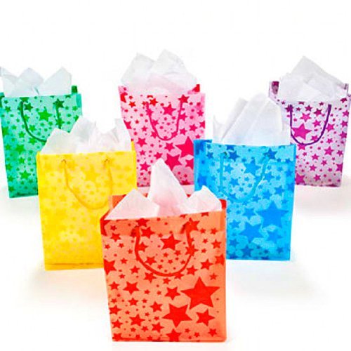 0887600146266 - FROSTED STAR GIFT BAGS (1 DZ) COLOR: ASSORTED COLORS, LARK, AMUSE, TRIFLE, TWIDDLE
